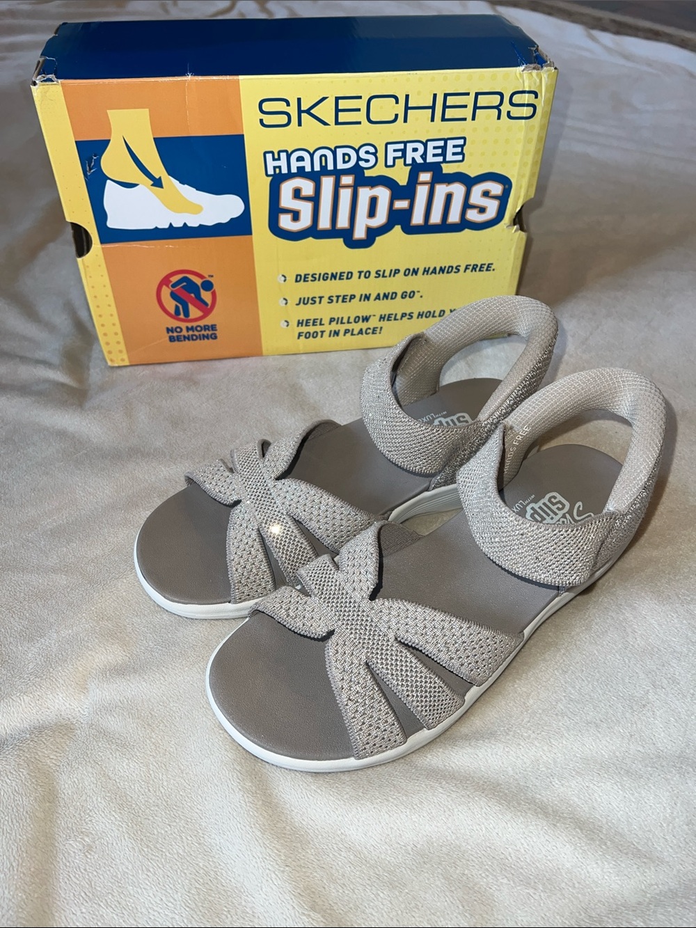 Skechers Arya Sparkling Praise Sandal in Taupe